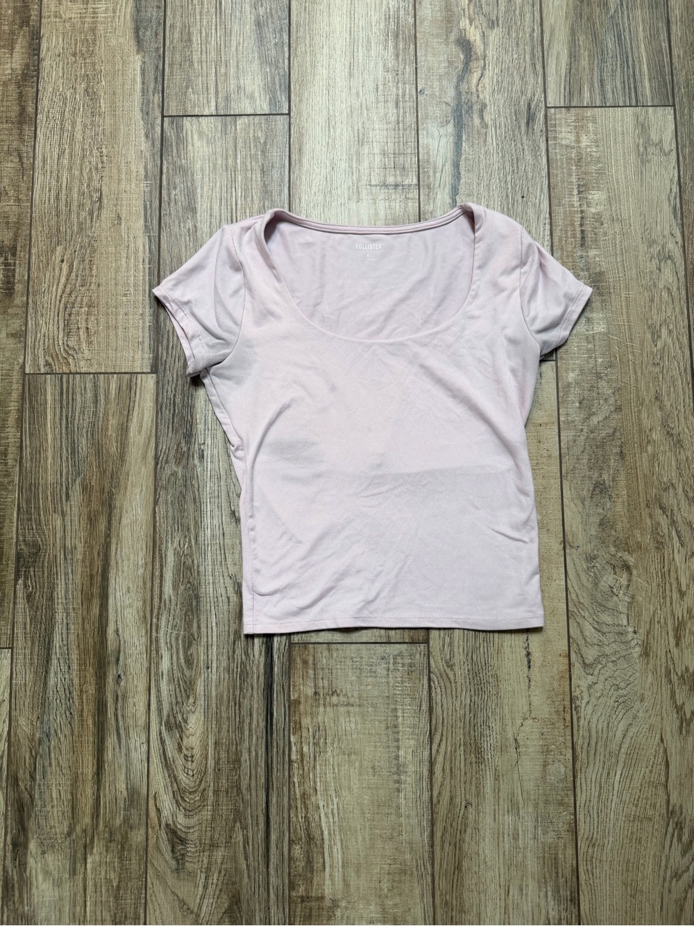 Hollister Light Pink Scoop Neck Crop Tee